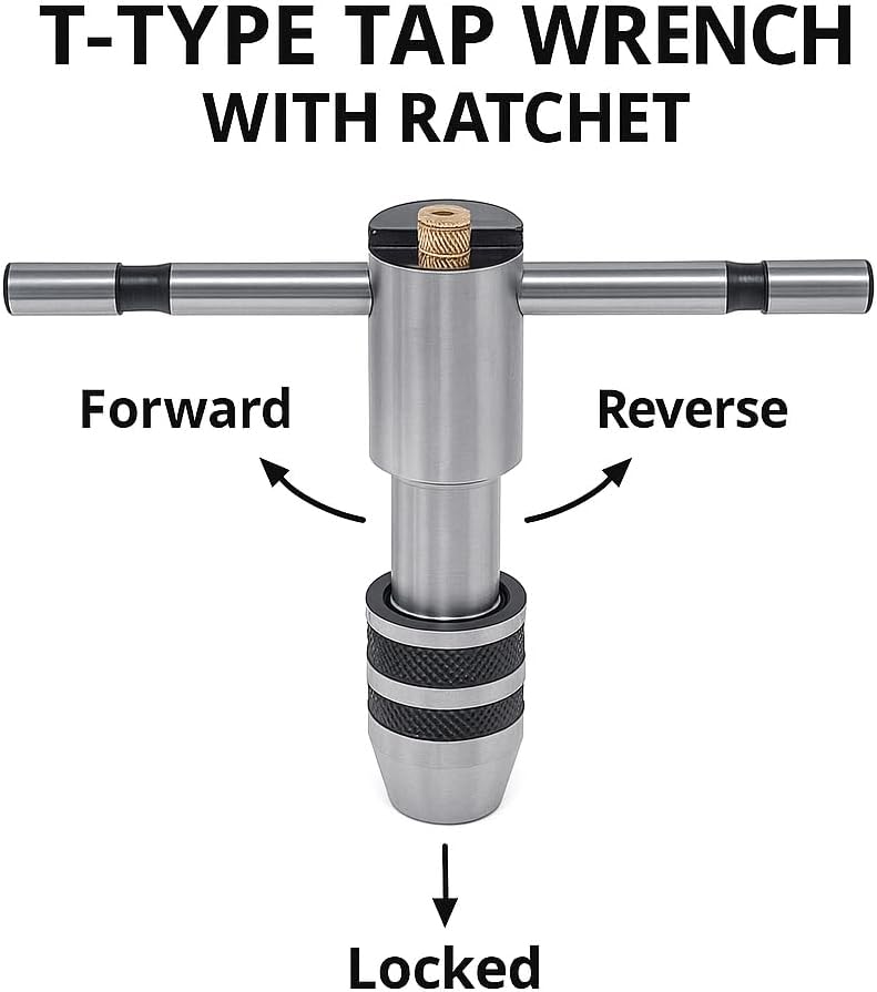 Ratchet T-Handle Tap Wrench Set – 3 Piece Set,T Type,Tap Holding 1/16" To 1/2"