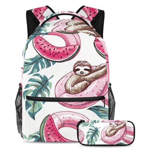 Sac à dos paresseux 2 pièces grand format avec trousse scolaire pour ado