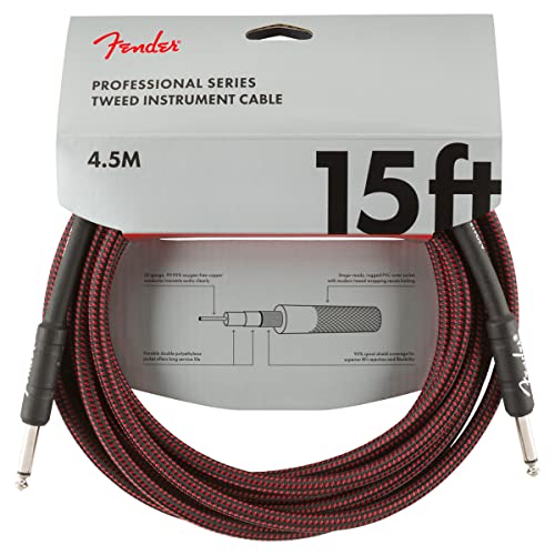 Fender Professional Series Instrument Cable, Guitar Cable, Guitar Accessories, 15' Red Tweed