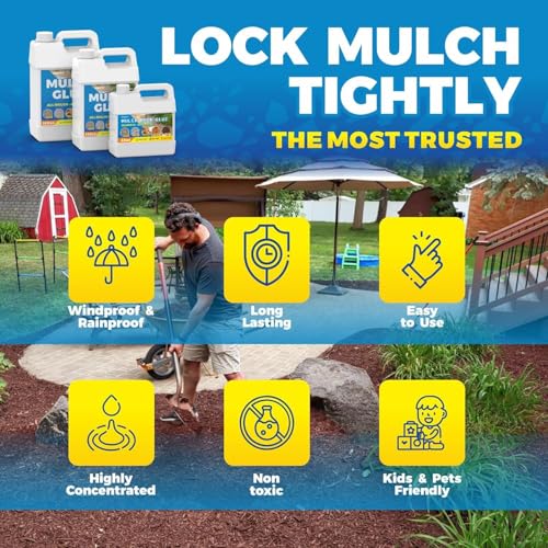 Make 42oz Rock Glue for Landscaping, Concentrated Mulch Glue, Gravel Binder for Pea Gravel, Bark, Waterproof Clear Outdoor Mulch Anchor, Stone Stabilizer for Paths, Patios