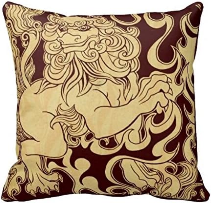 Arthurenn Foo Dog Pattern Pillowcase Cushion Cover 18 X 18 Inch Two Sides