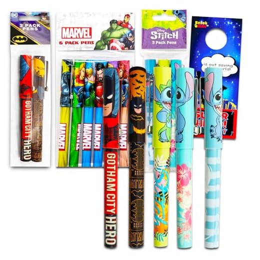 Disney Bolígrafos para niños de 8 a 12 a 11 años con bolígrafo Avengers, Spiderman, Batman y Stitch con colgador de puerta