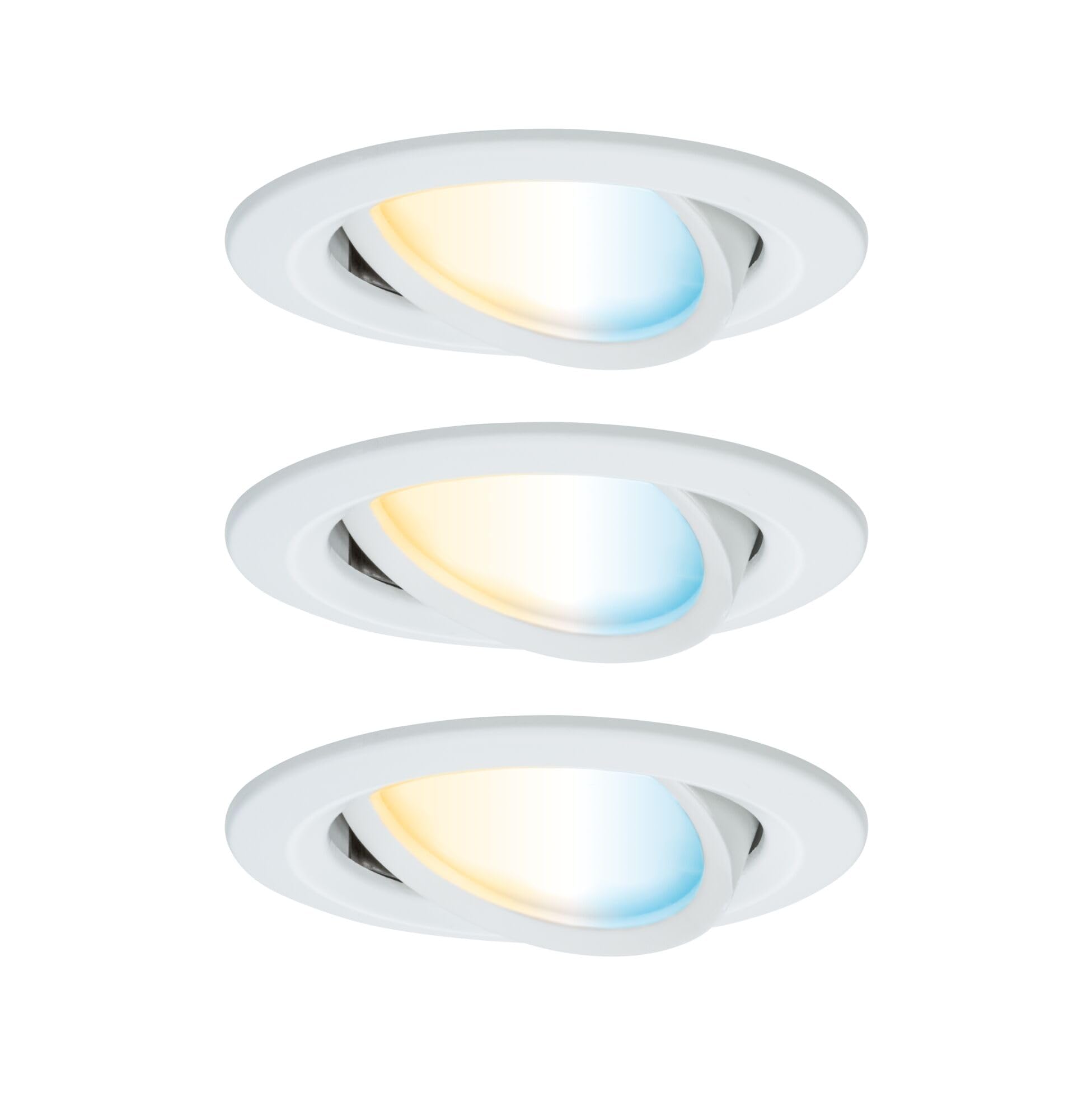 Paulmann 92440 Spot encastré LED Nova Coin rond 84 mm 50° Tunable White 3x6W 3x500lm 230V Blanc dépoli Alu moulé sous pression