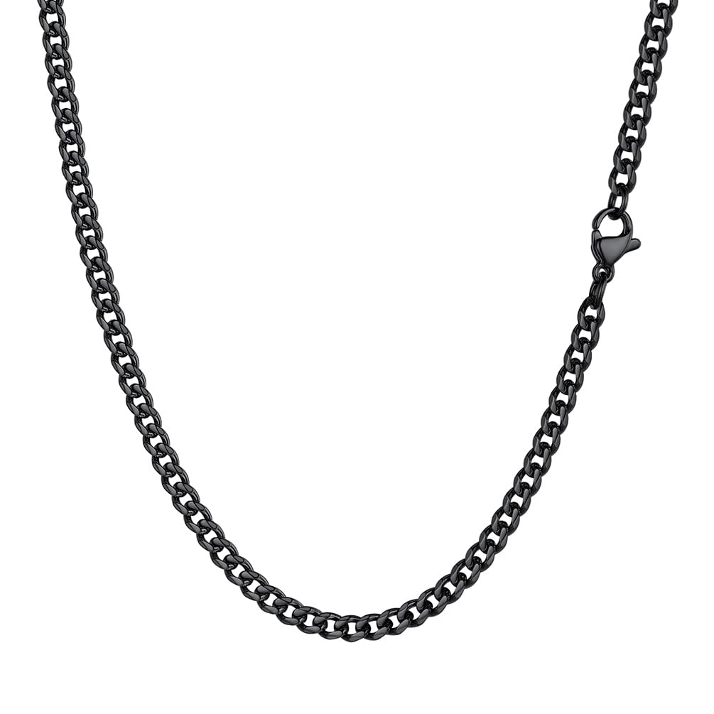 PROSTEEL Men Sturdy Cuban Chain Necklace, 3/6/9/12mm, 14" 18" 20" 22" 24" 26" 28" 30" Length, Gold Plated/316L Stainless Steel/Black (Send Box)