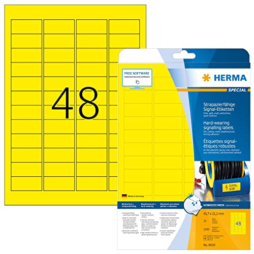 Herma 8030 autocollants 45.7 x 21.2 mm jaune pour marquage boîtes