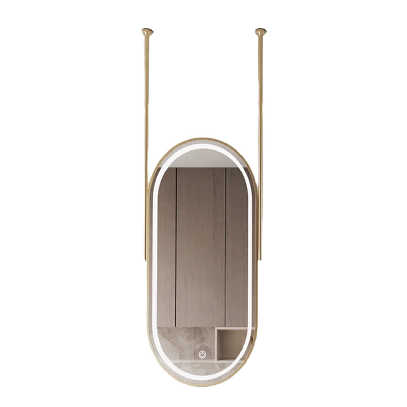 MESOVFCA Oval LED-Illuminated Mirror with Adjustable Lighting in 3 Colors, Suitable for Home Or Hotel Applications. Customizable Mounting Rails(Gold,60x120cm)
