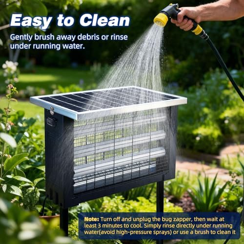 Image of Powerful Large Solar Bug Zapper for 3000 sq.ft with 13FT Extension Cord | Rechargeable Outdoor Mosqutio Killer with 13W Solar Panel, Waterproof Solar Bug Zapper for Patio Garden Backyard RV Camping