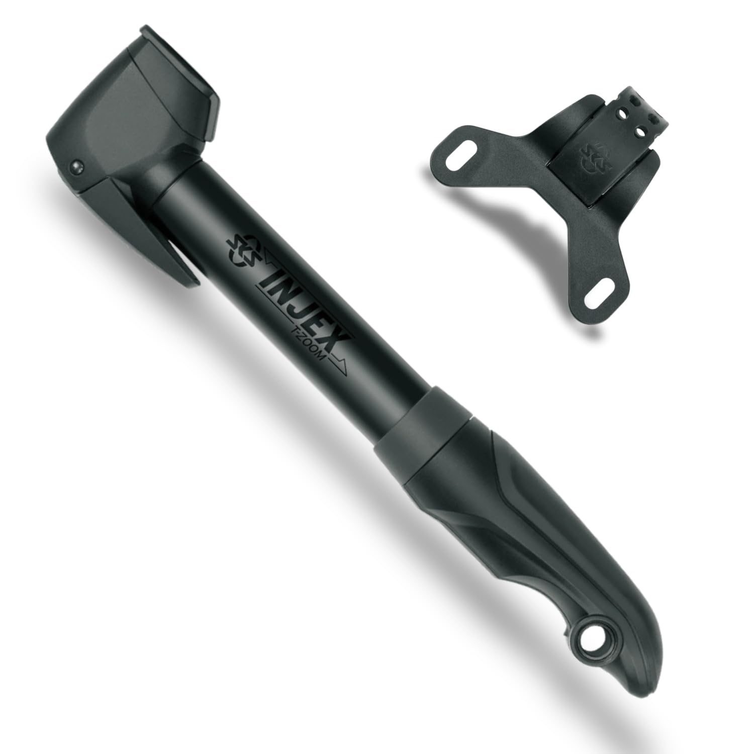 SKS GERMANY INJEX T-Zoom mini pompka (srebrna/czarna) / INJEX T-Zoom kompaktowa pompa (zestaw z uchwytem na butelkę)