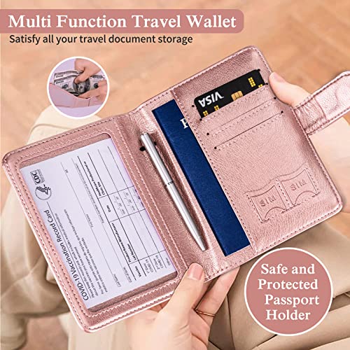 Image of TIGARI Passport Holder for Travel Women Men, PU Leather Waterproof RFID Wallet Cover Case Sleeve, Valentines Day Gifts, Vacation Plane Cruise Travel Document Organizer Essentials