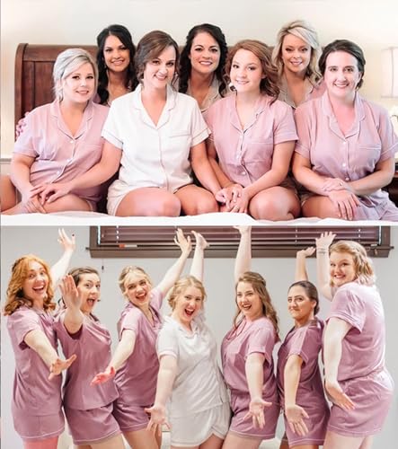 Image of SWOMOG Womens Button Down Pajamas Set Short Sleeve Sleepwear Bride Soft Pj Lounge Sets XS-3XL
