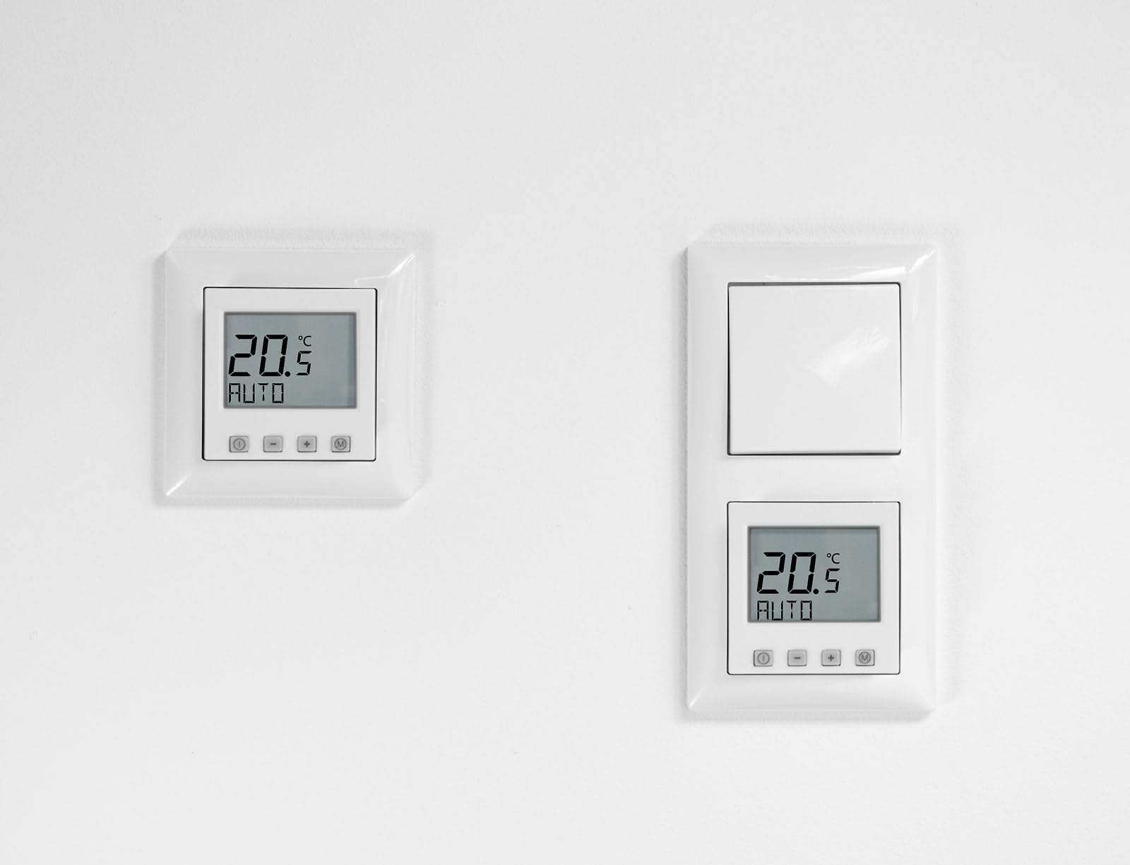 Ritzer Digital Raumthermostat Fußbodenheizung für Busch Jäger Balance SI im Set mit Abdeckung und Rahmen (ohne Zeitschaltuhr)