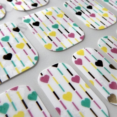 Chix NailsDesigner Minx Trendy Style Fingers Toes Vinyl Foils Nail Wraps, Heart Strings