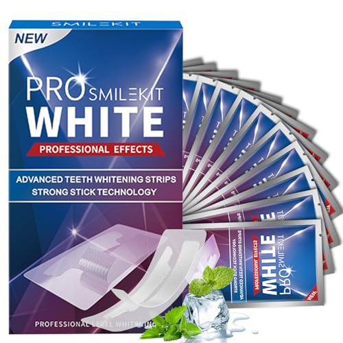 28 Piezas Teeth Whitening Strips, Tiras Blanqueadoras Dientes Sensibles, Fácil Aplicación, Resultados Rápidos y Sin Sensibilidad, Ideal para Usar en Casa