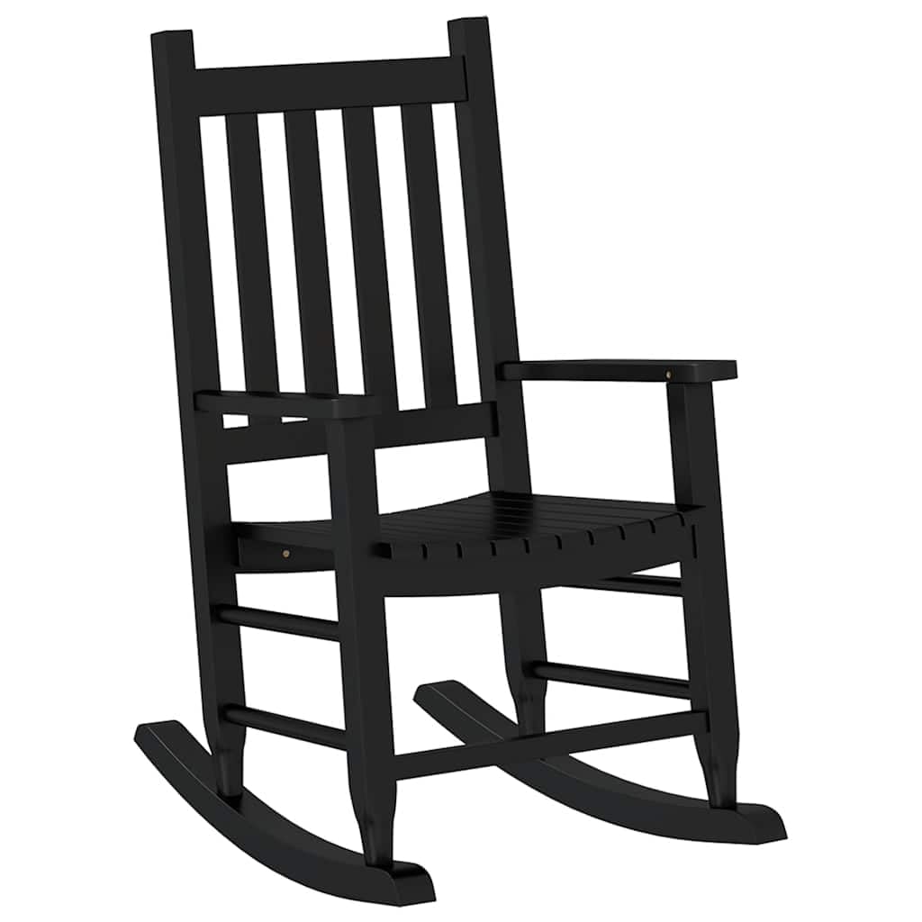 Fotel bujany dla dzieci, zestaw 2 sztuk, czarne, z litego drewna topoli, wygodne krzesła bujane do pokoju dziecięcego i ogrodu, ergonomicznie wyściełane, trwałe, łatwe do czyszczenia