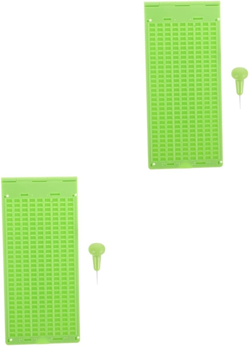 Housoutil 2sets Braille Writing Board Kit for Blind Lines Easy to Use Stylus Lightweight and Portable Learning Tool for Visually Impaired for Outdoor Use