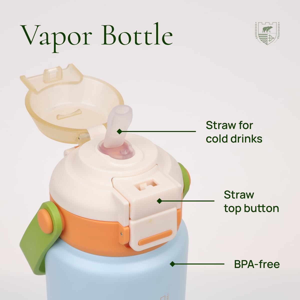 Vapor Bottle – 24oz Insulated Stainless Steel Water Bottle with Dual Flip Lid, Straw & Spout, Leakproof, BPA-Free, Travel Tumbler with Handle, for Kids, Teens, or Adults (Tropical Lagoon) - Image 2