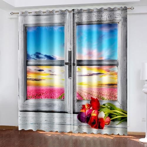 Wycian - Cortina para puerta (2 piezas, poliéster, 137 x 229 cm, diseño moderno moderno 3, 0