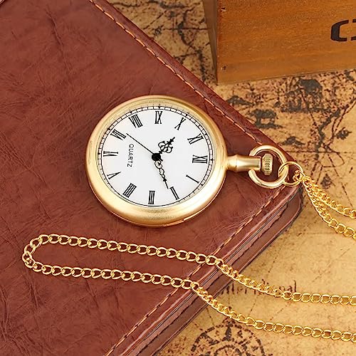 ZALTAS Relógio de bolso de ouro Quartzo Capless Pingente Relógio Colar Numeral Romano Dial Pocket Wa