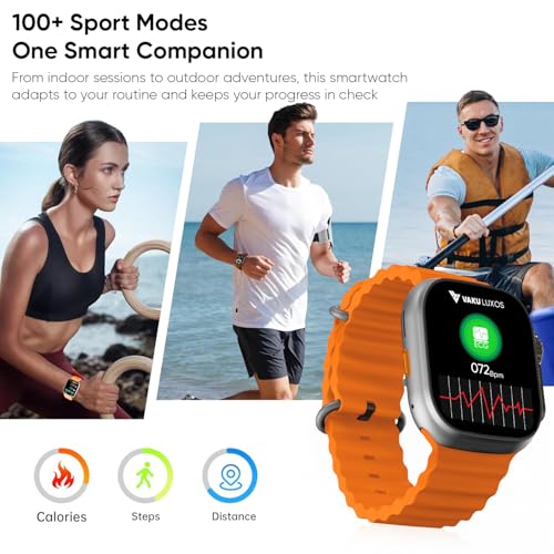 Image of Vaku Luxos Advanced Bluetooth Calling Smartwatch with 1.99 inch HD Display Heart Rate & ECG Monitor, Unlimited Watch Faces 10+ Sports Modes, Sleep Tracker, Silicone Strap- Orange