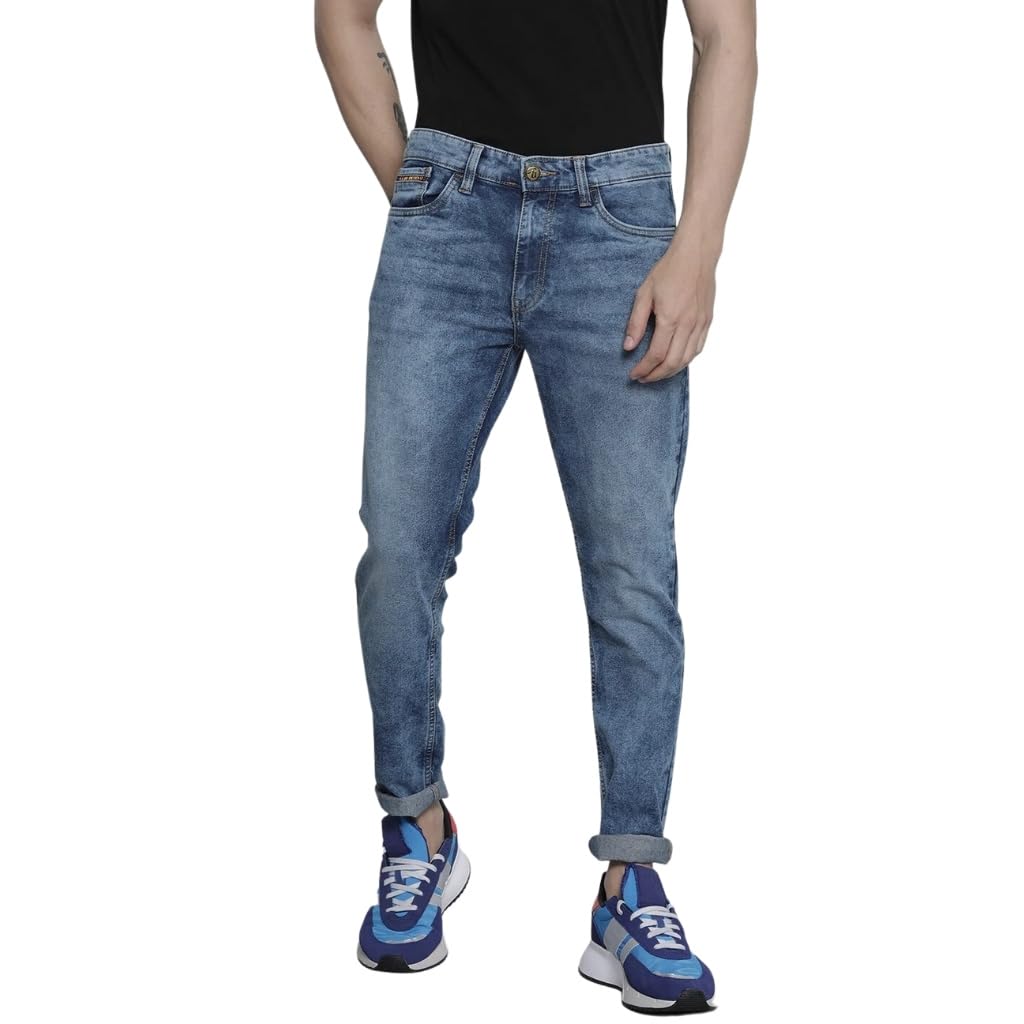 The Indian Garage CoMen's Slim Fit Mid Rise Solid Mid-Rise Stretchable Jeans