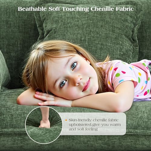 Image of 113.4 inch Modular Sectional Sofa,Cloud Couch for Living Room, Modern Deep Seat Sofa 3 Seater Chenille Fabric Comfy Couches with Throw Pillows for Apartment