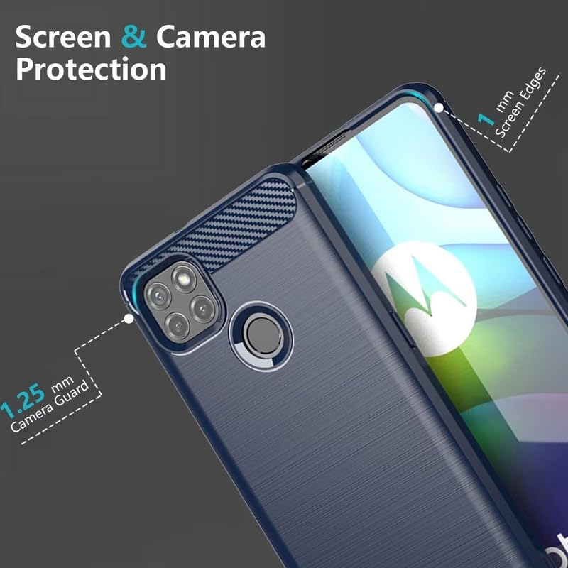 Image of NPRC Hybrid Ultra Slim Protective Case TPU Non-Slip Carbon Fiber Texture Shockproof Case Cover for Moto G9 Power - Blue