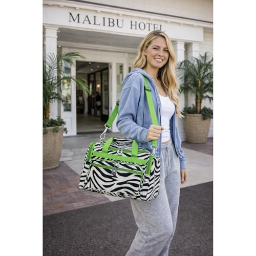 Image of World Traveler 81T16-163-G-1 Duffle Bag, One Size, Green Trim Zebra