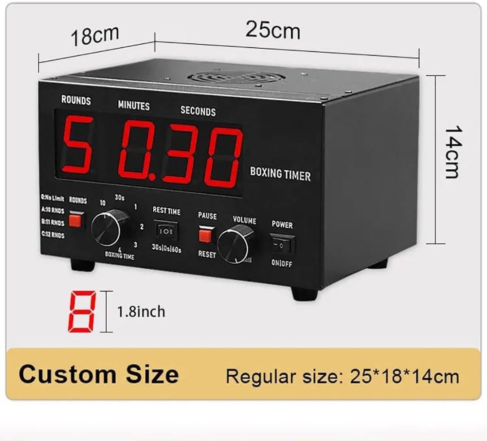 Timer digitale da palestra, intervallo di boxe con display a LED, 1-12 giri di sfida, volume regolabile, allenamento da 30 a 10 minuti, per Muay Thai, MMA, kickboxing