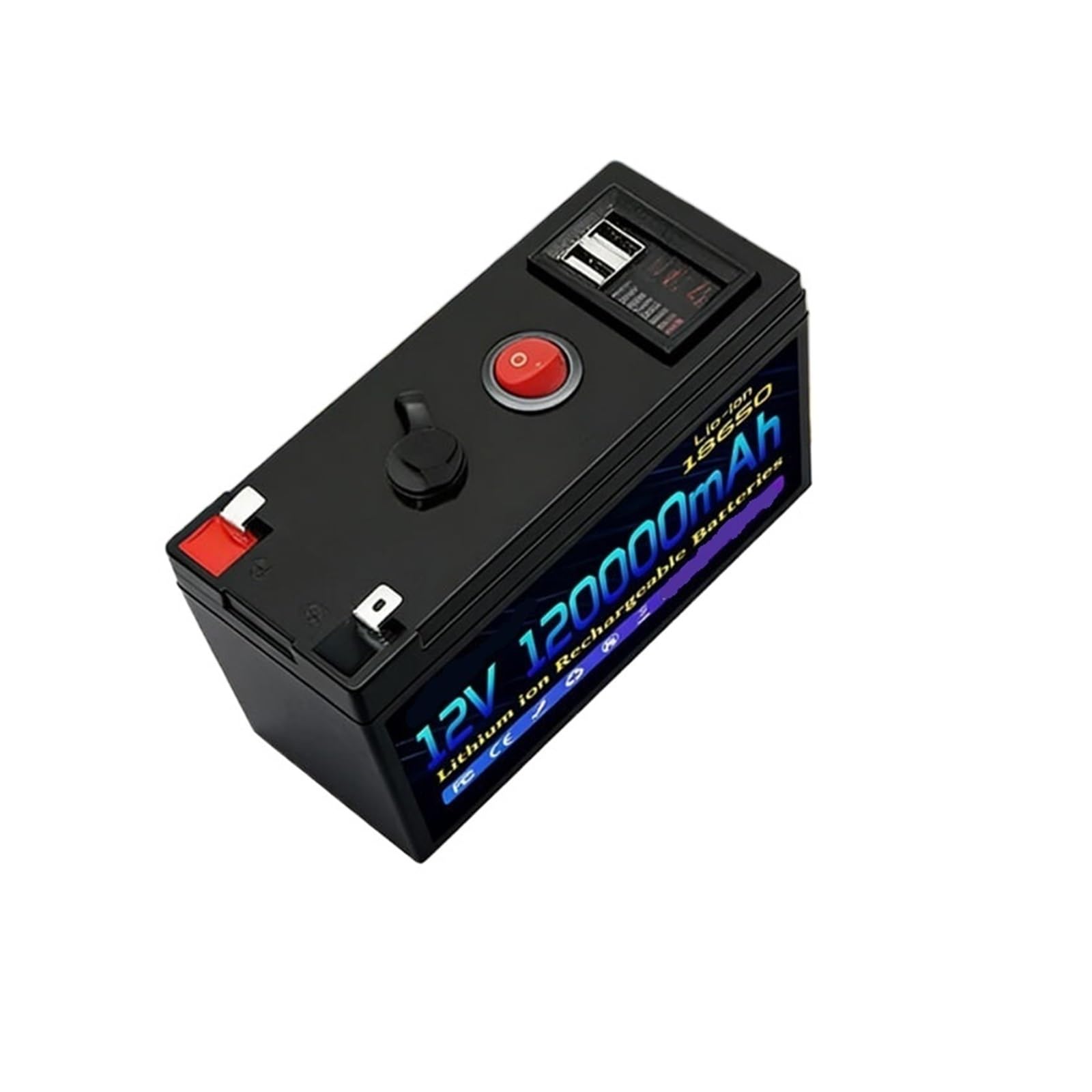 Batteria Solare Al Litio 120 Ah 12,6 V Con BMS 30 A Integrato | Batteria for veicoli elettrici ad alta corrente e caricabatterie da 12 V(12.6V 3A Charger)