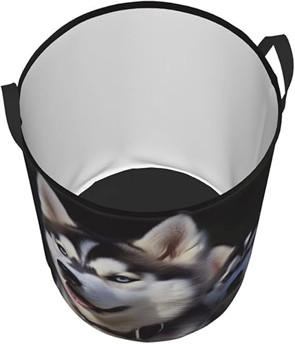 Miniatura 8 de Cesta de lavandería para perro Husky impermeable, cesta de ropa sucia, plegable, con asas, cesta de lavandería independiente para baño, dormitorio,