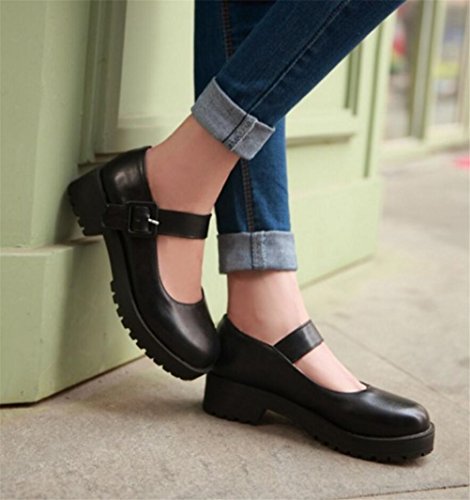 SATUKI Women's Girls Lolita Mid Heel Platform Wedges Students Uniform Dress Shoes3