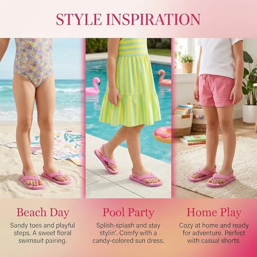 Image of Boys Girls Strap Flip Flops Sandals Cute Cartoon Unicorn Shark Toddler Flip Flop Kids Pool Beach Flat Slide Summer Water Shoes