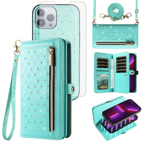 Coque iPhone 13 Pro fermeture éclair avec protecteur d'écran et étui magnétique antichoc