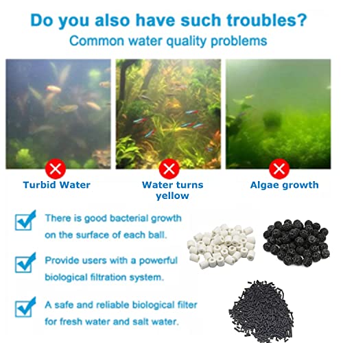 Image showcasing TALINOZ Aquarium Filter Media 250G Ceramic Rings,250G Activated Carbon ...