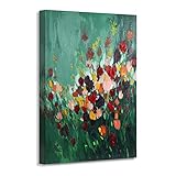 ArtbyHannah 24x36 Inch Flower Canvas Paintings Wall Art for Bedroom, Hand-Painted with Colorful Flor