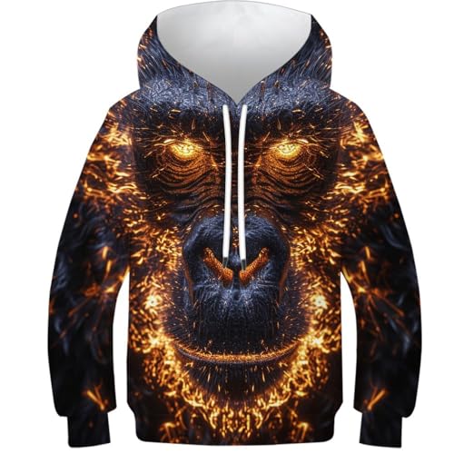 Hoodie enfant gorille imprimé 3D sweat idéal pour le collège et le sport