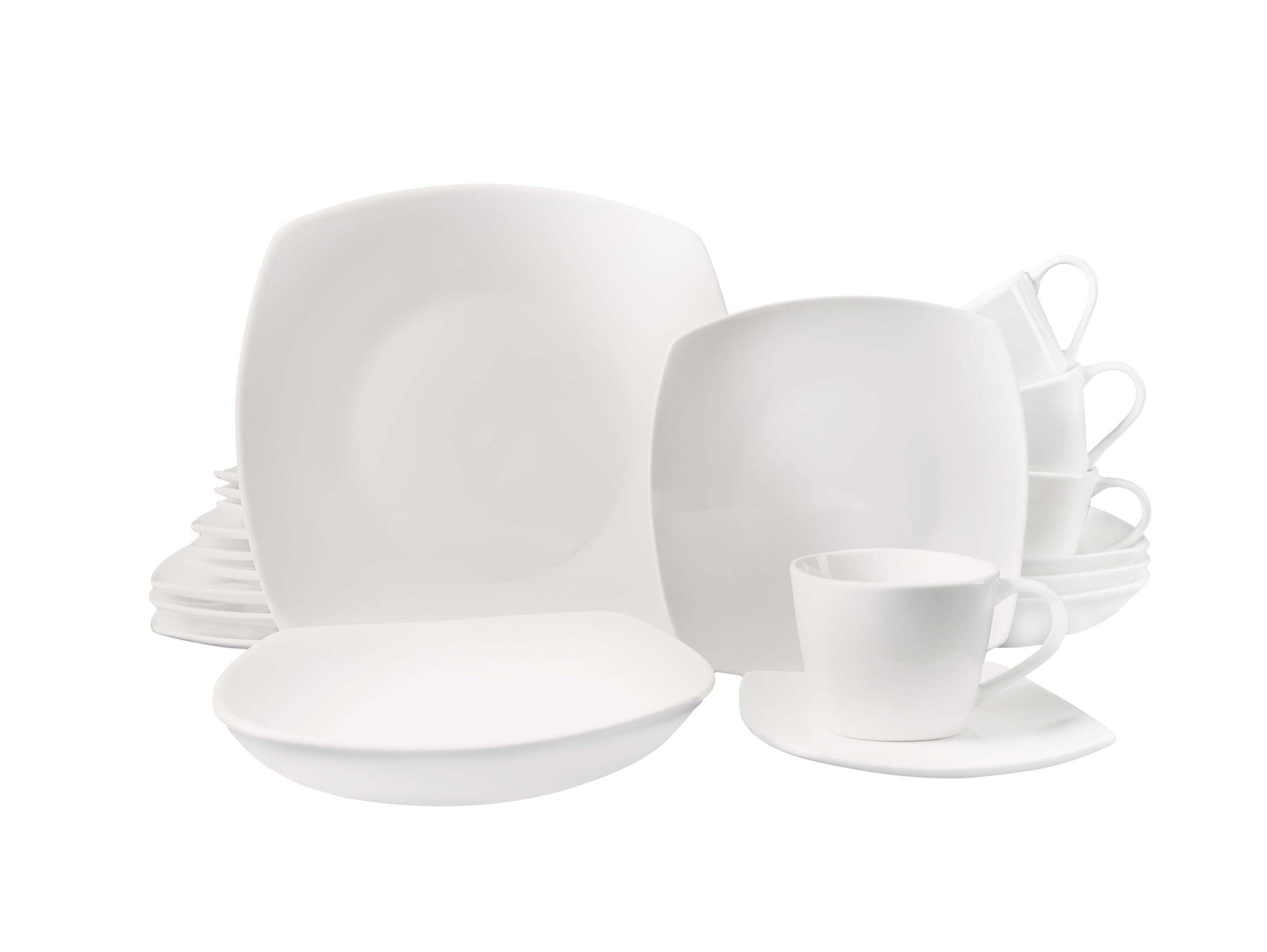 ECHTWERK 20-teiliges Kombiservice "Classic" Modern-Design, Elegantes weißes Geschirrset aus Porzellan mit 4 x Speiseteller, 4 x Beilagenteller, 4 x Suppenteller, 4 x Teetassen, 4 x Untertassen