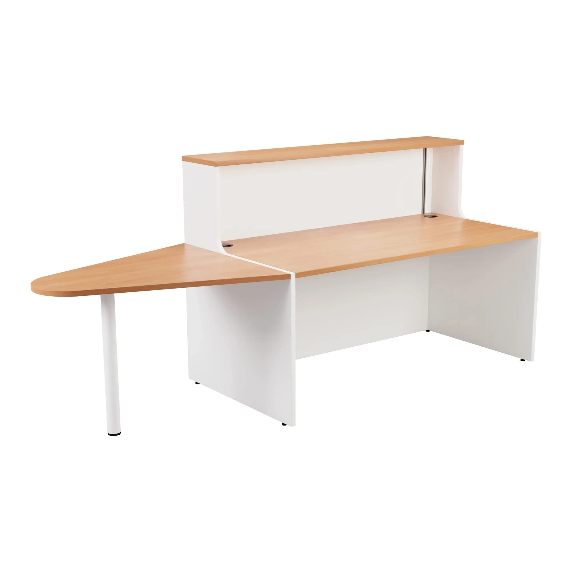 Office Hippo Reception Desk Unit With Extension, Table, Office, Beech Top, White Base, 240 x 89 x 116.5