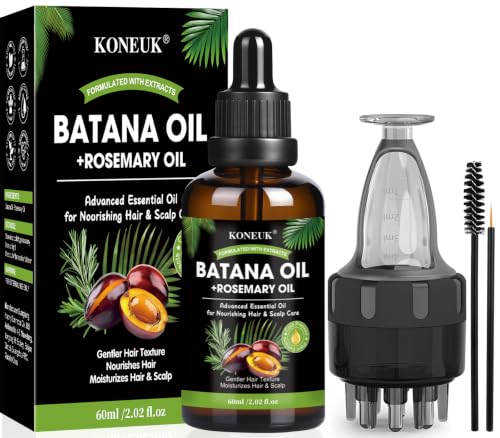 Batana and Rosemary Oil, Nourishing for Dry Hair and Scalp, Gentle Hydrating Hair and Skin Care, with Hair Oil Applicator, 2.02 Fl Oz