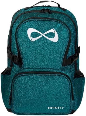 Nfinity Sparkle Backpack for Cheerleaders – Glitter Finish, Lightweight and Durable, with Ample Storage and Adjustable Straps