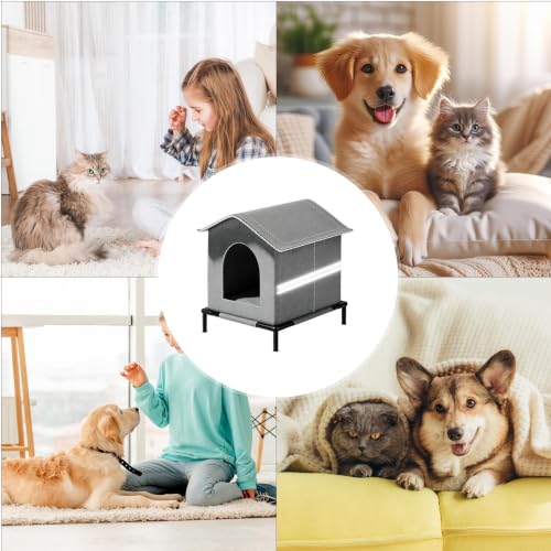 Casa exterior impermeable para gatos con diseño elevado y estructura plegable 5