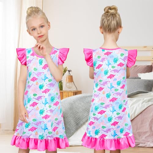 Image of Sylfairy 2pcs Girls Nightgowns, Unicorn Nightgown Princess Pajama Dresses for Girls Sleepwear Nightie