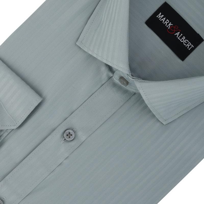 Image of MARK & ALBERT Men's Striped Full Sleeves Cotton Formal Shirt White | Stylish Shirt for Men
