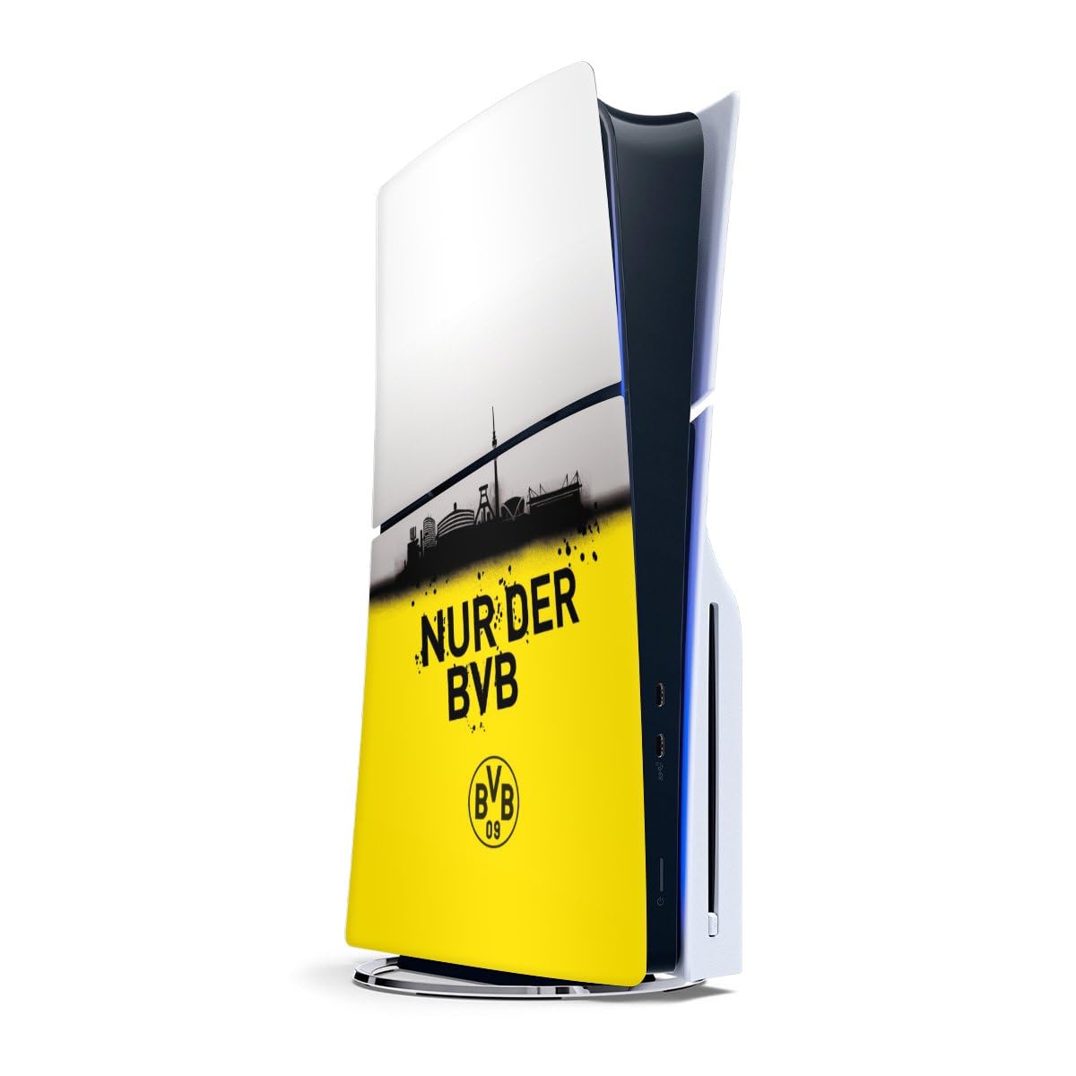 DeinDesign Skin kompatibel mit Sony PlayStation Slim 5 Disc Edition Folie Sticker Borussia Dortmund Statement BVB