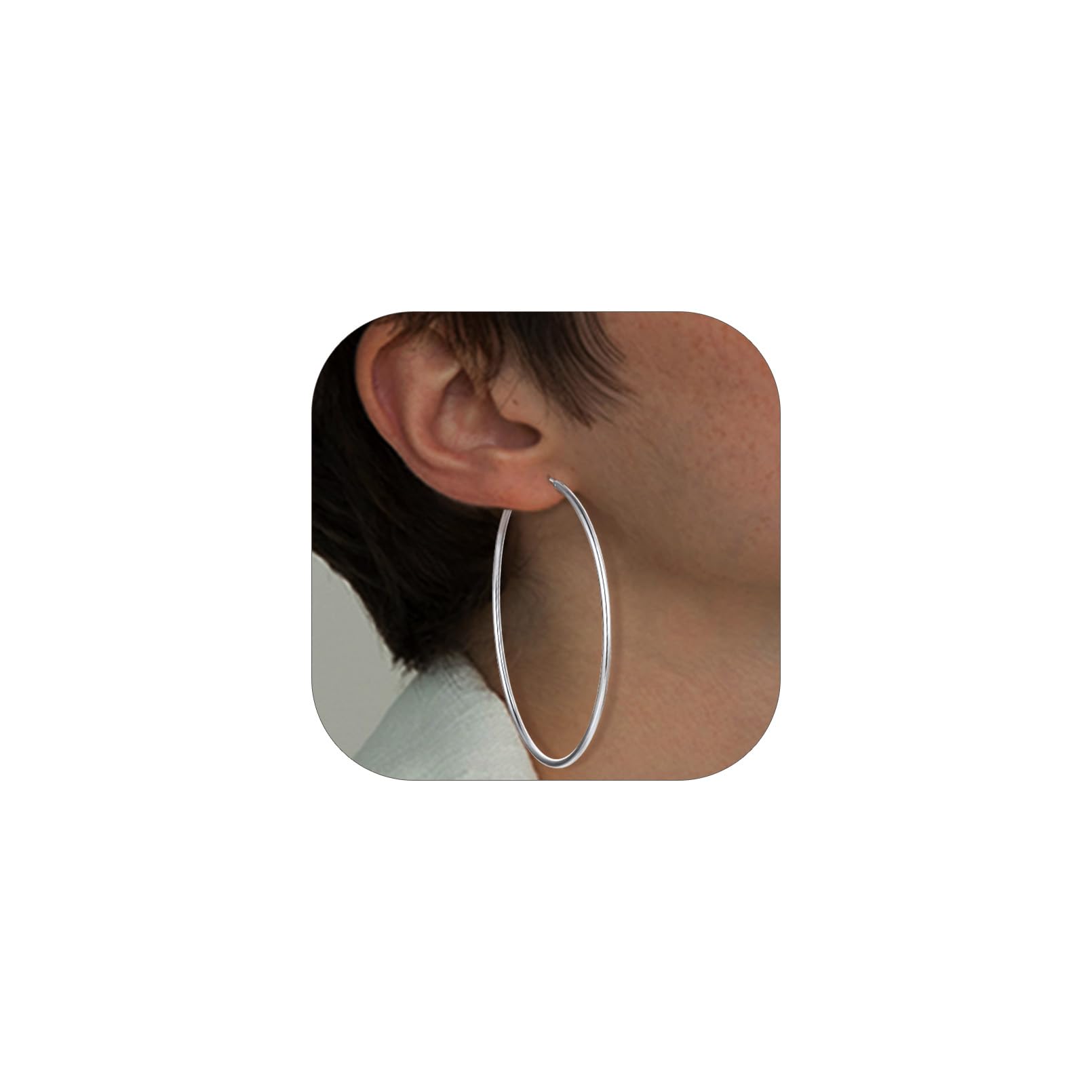 ChicSilver Plata 925 Pendientes Aros Mujere Finos 15/20/30/40/50/70 MM | Material Plata de Ley Aretes Planos Hipoalergénicos Oreja Joyerías Deliciosas Regalo