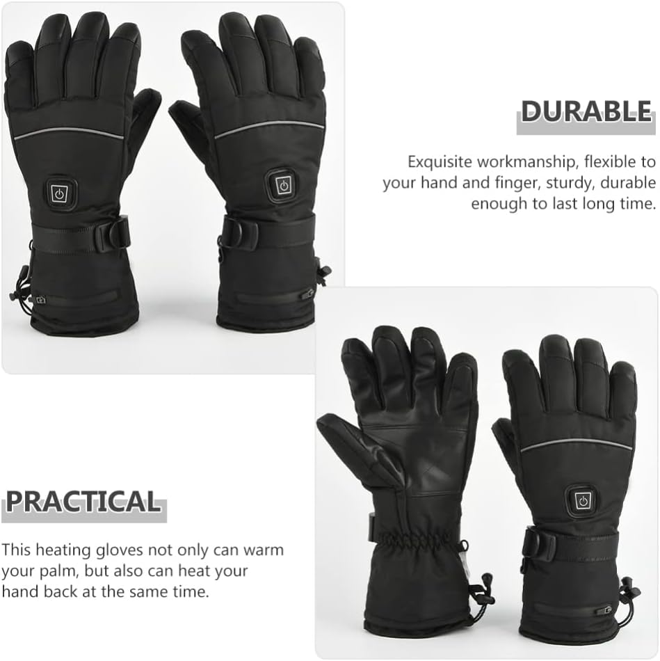 VALICLUD 1pair Heated Thermal Gloves for Men and Women Touchscreen Compatible Level Heating Outdoor Skiing and Sports Hand Warmers Soft and Pu for Cold Weather