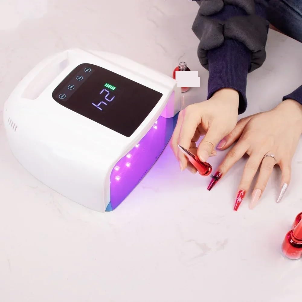 Profesjonalna lampa do paznokci 96W z akumulatorem, UV LED, lakier żelowy, suszenie, narzędzia manicure, zdobienie Praktyczny(Pink)