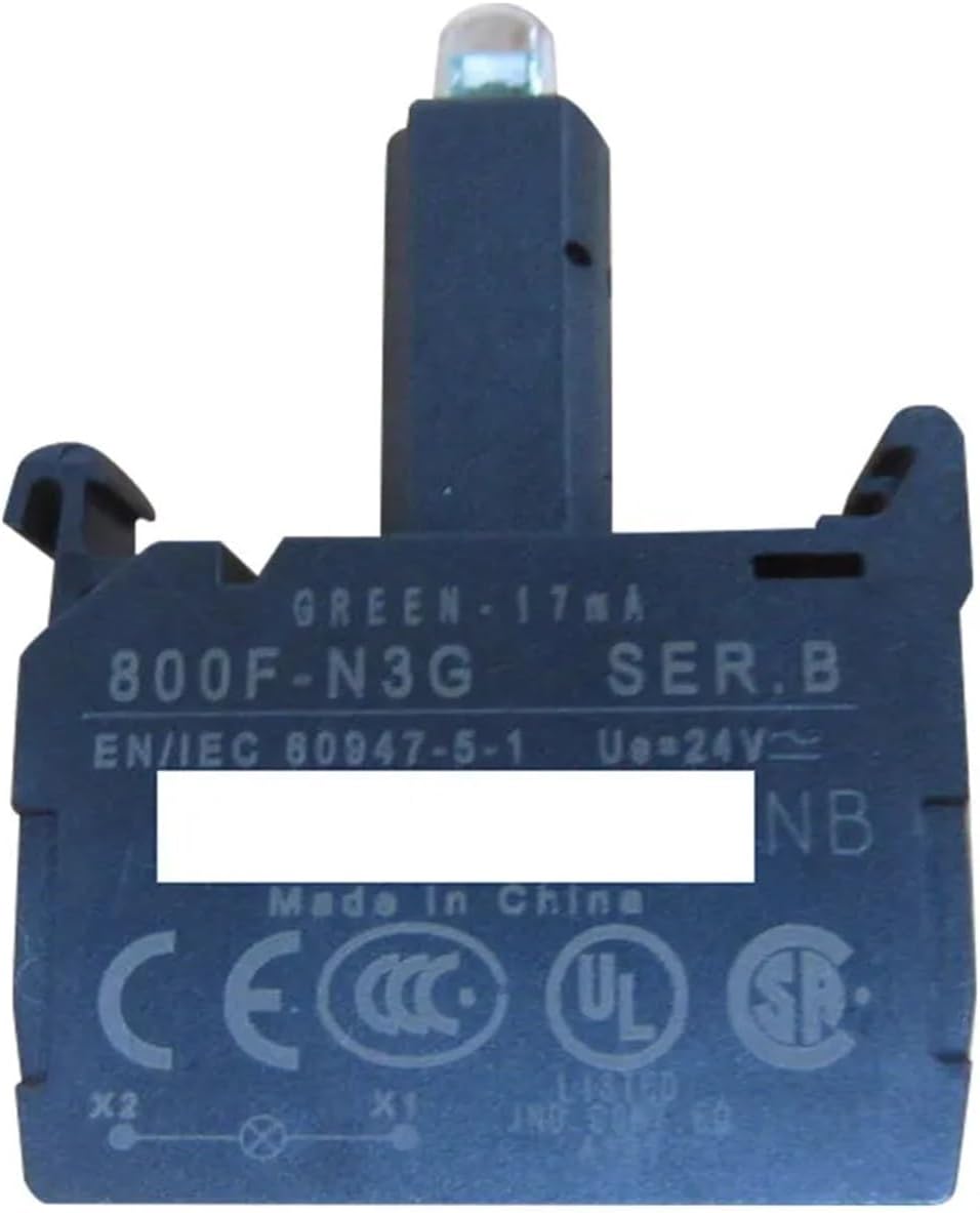 1PCS AB Indicator Light Socket 800F-N3G N3R N3B N3W N3Y 24V AC/DC Red Green Blue White Yellow Lamp Module(800F-N3W,1 Pcs)