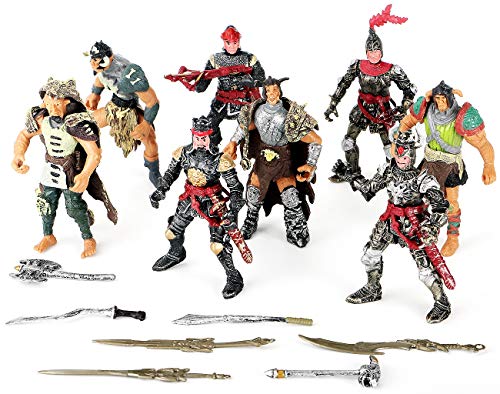 Bvrorere Knight and Orcs Warriors Action Figures Toys Soldiers Playset with Military Weapons Accessories for Kids Boys Girls,8PCS,Best Age 6 7 8 9 10 - Thumbnail 4