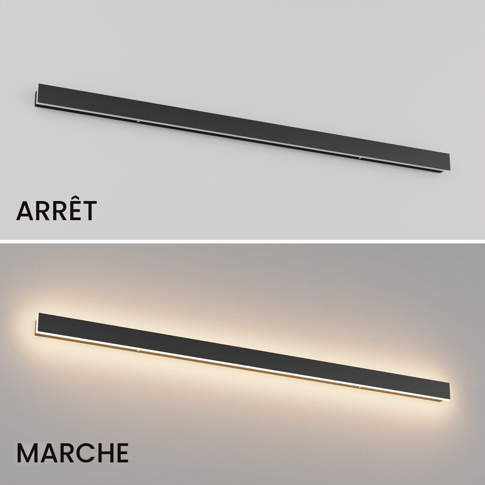 K-Bright Applique Murale Extérieure, 35W Longue Villa Applique Murale Imperméable IP65 Pour Jardins, Terrasses, Chambres, Lampe Murale D'intérieur De Salon 3000K (Noir, 120CM)